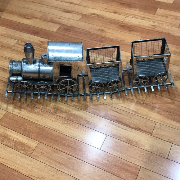 Christmas decor 36” silver metal huge train